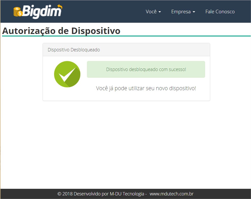 Bigdim - Dispositivo liberado